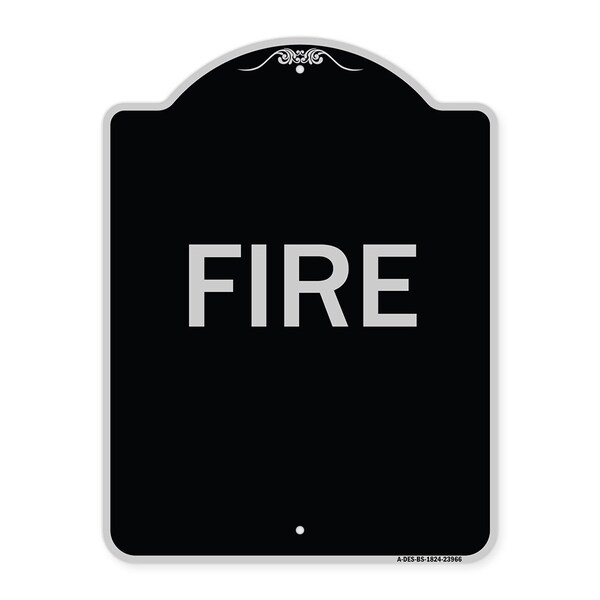 Designer Series Sign-Fire, Black & Silver Heavy-Gauge Aluminum Sign, 24" x 18", BS-1824-23966
